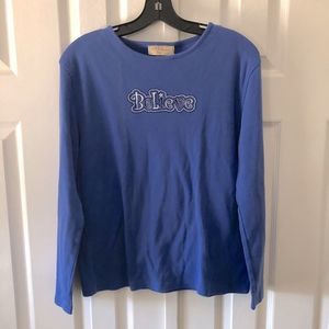 MCcc Sportswear blue long sleeve Believe shirt XL